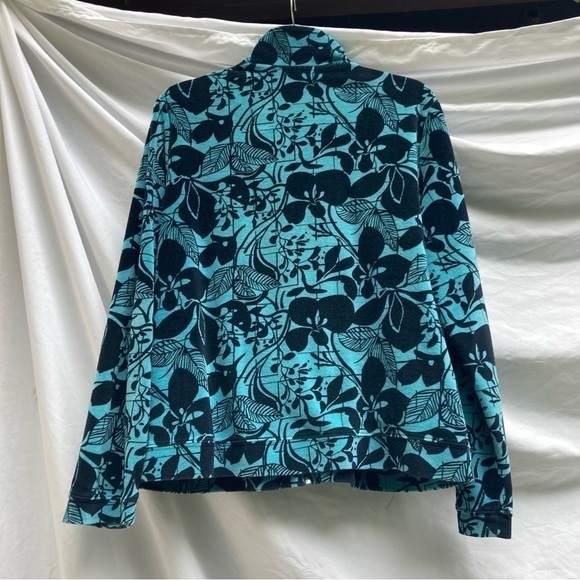 Kaktus Zipper Jacket Blue with Floral Pattern, Size Large - Picture 7 of 7